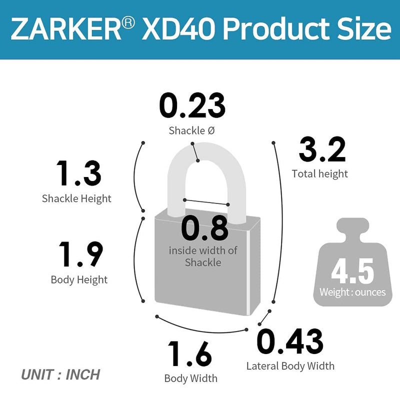 Zarker قفل مركب من زاركر XD40، قفل مكون من 4 أرقام لخزانة الرياضة في صالة الألعاب الرياضية المدرسية، سياج، صندوق أدوات، حقيبة، تخزين بمشبك (عبوة من قطعتين، وردي) - Image 3